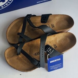 Birkenstock Miyari Black and Tan Sandals ( Offers Welcome )